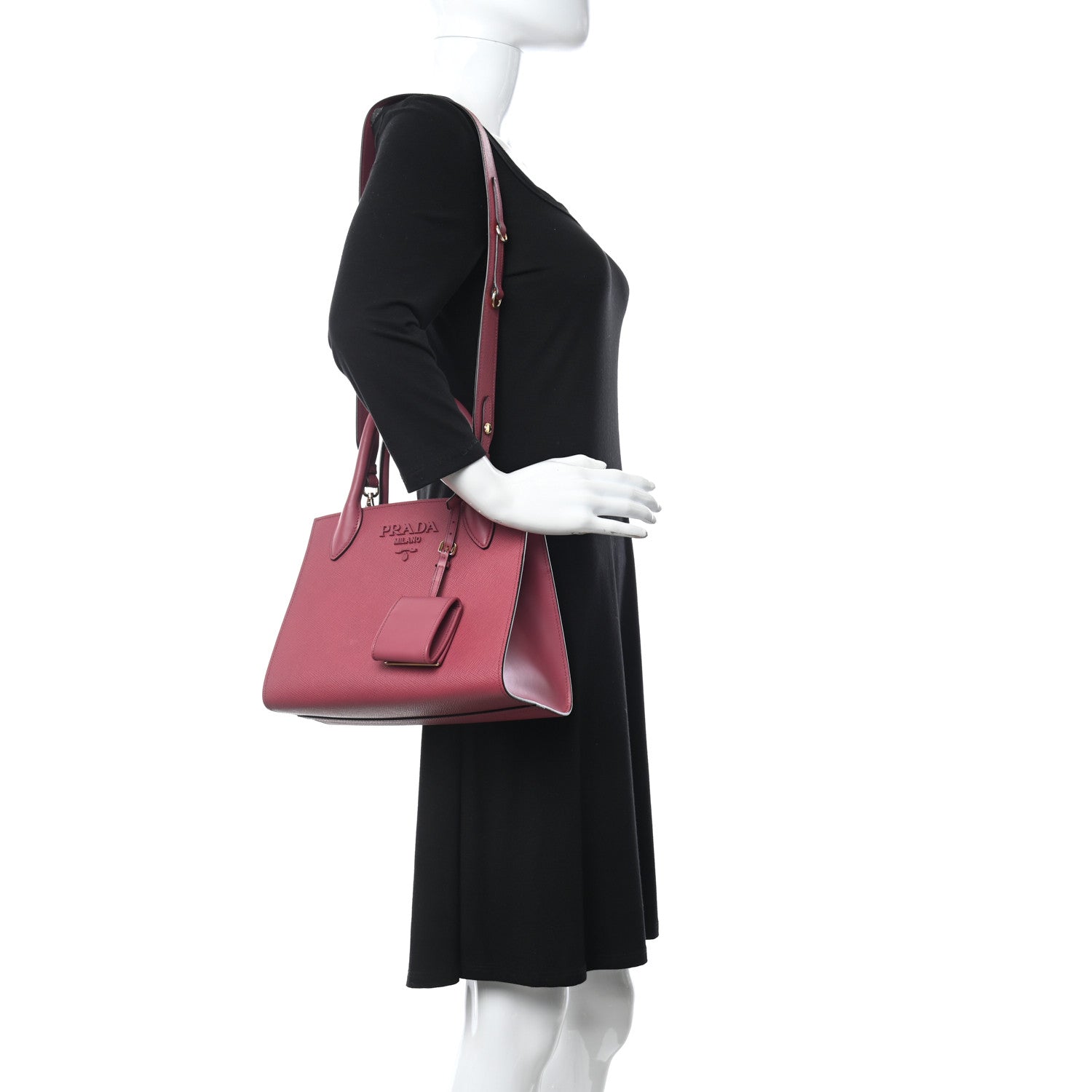 Prada Saffiano Cuir Calfskin Small Monochrome Top Handle Tote Bruyere 2 of 10