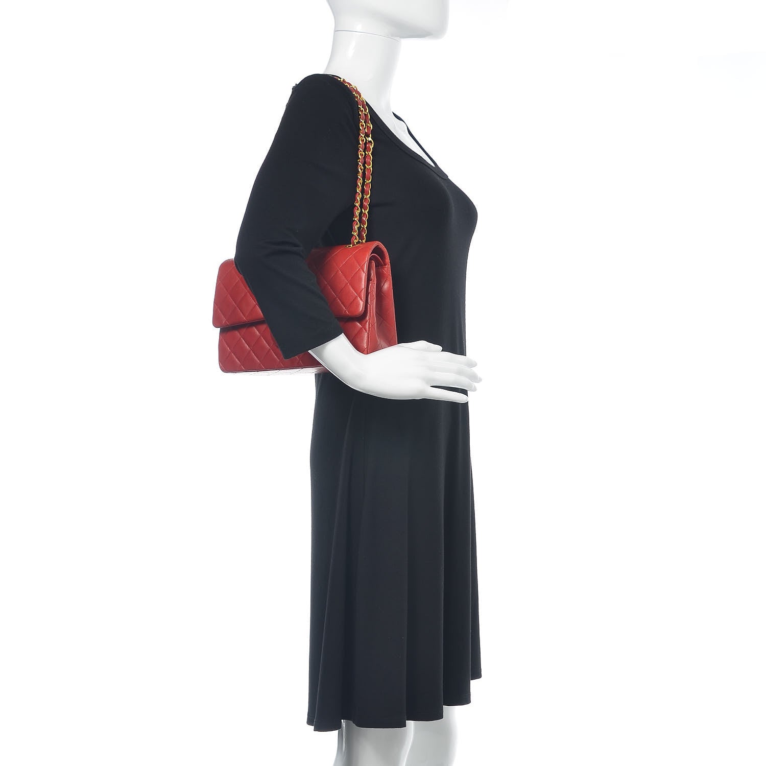 Chanel Lambskin Quilted Medium Double Flap Red 2 of 15