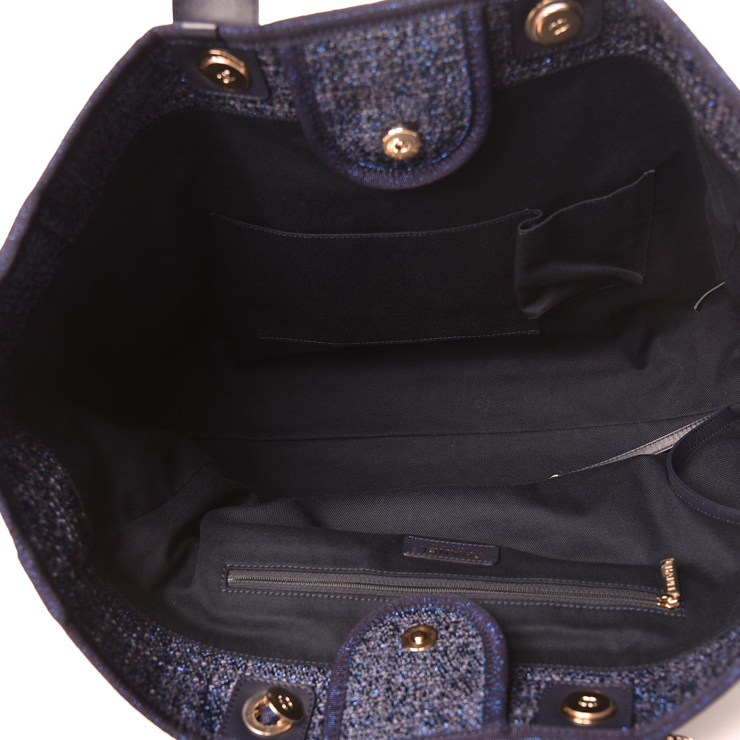 Chanel Lurex Canvas Large Deauville Tote Navy Blue 5 of 10