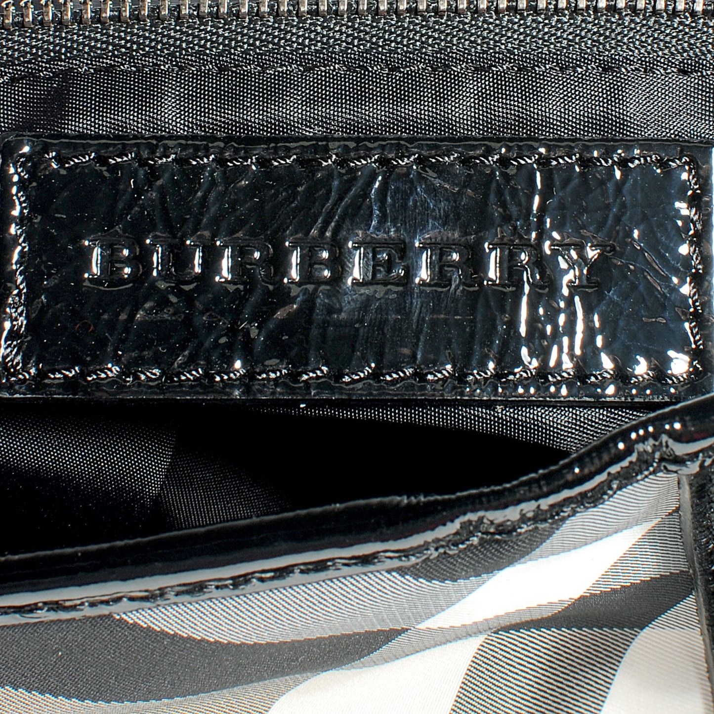 Patent Trim Smoked Check Tote Black