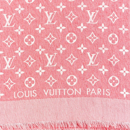 Louis Vuitton Wool Silk Monogram Denim Shawl Rouge 3 of 4