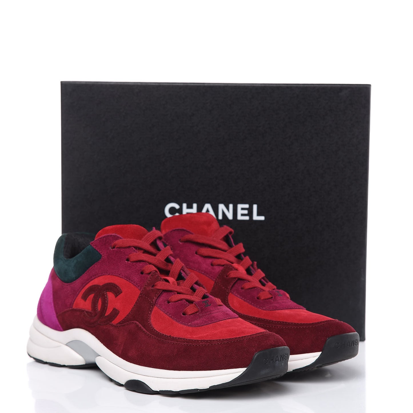 Suede Calfskin CC Sneakers 42 Burgundy Red