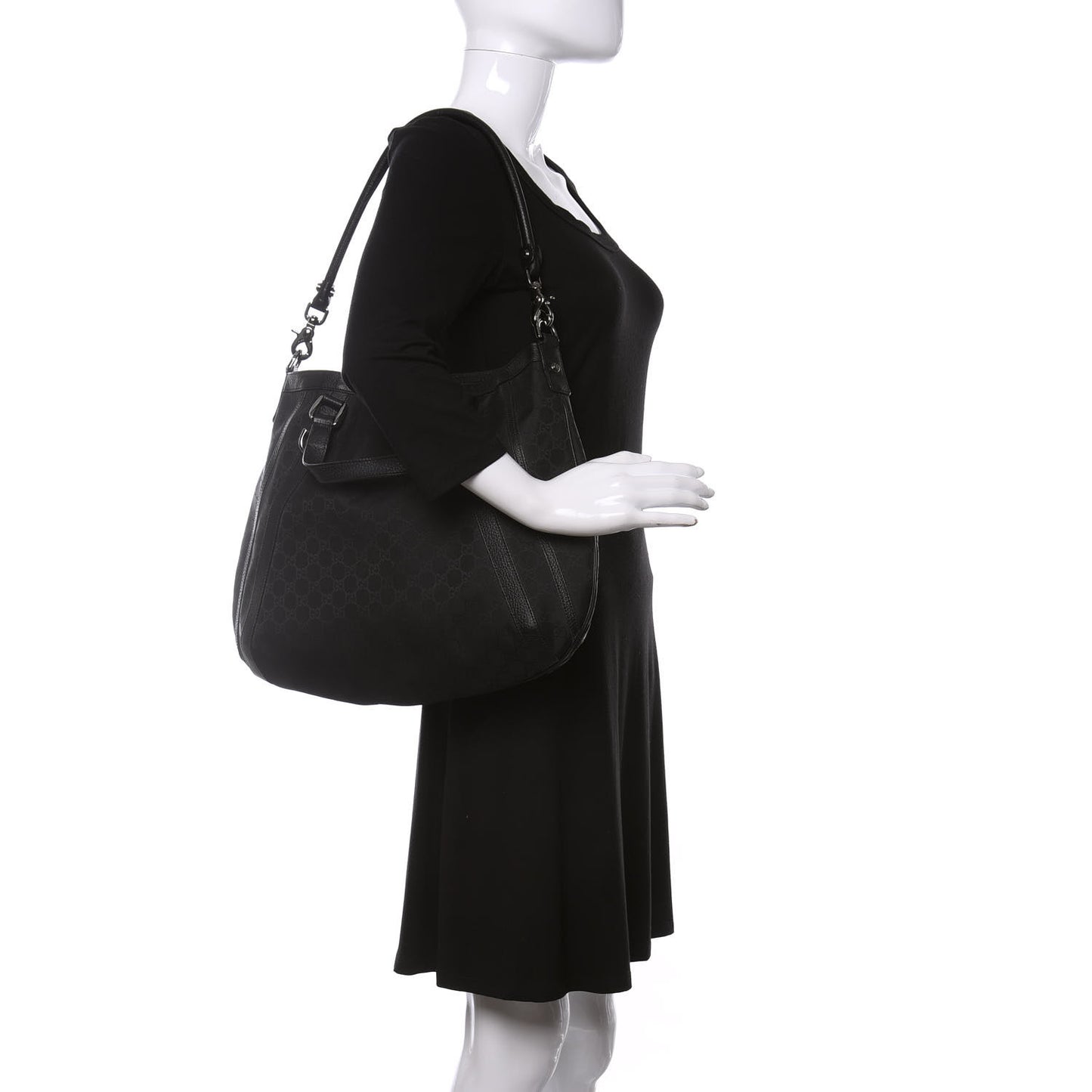 Nylon Monogram Medium Abbey Convertible Tote Black