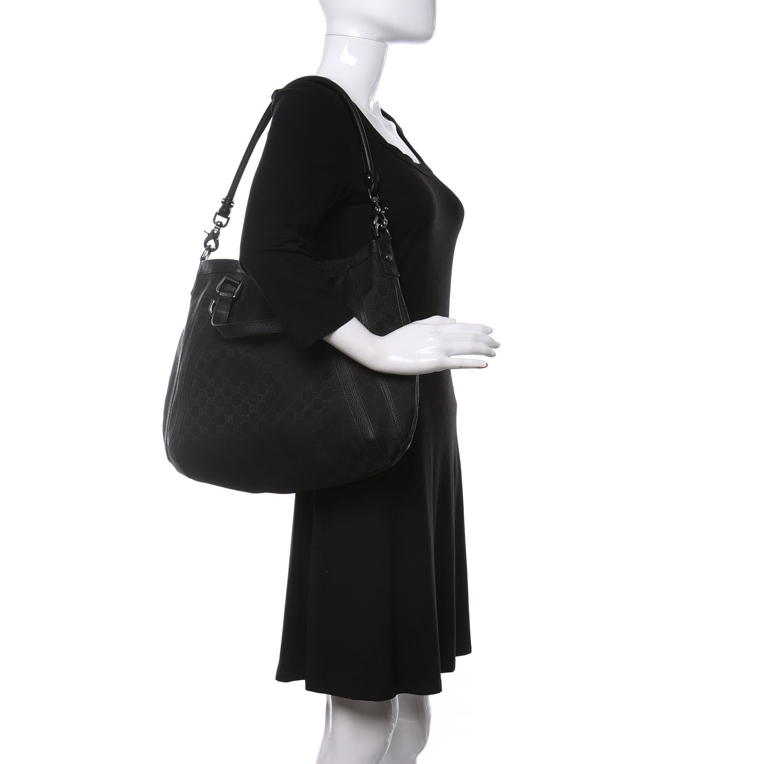 Gucci Nylon Monogram Medium Abbey Convertible Tote Black 2 of 9