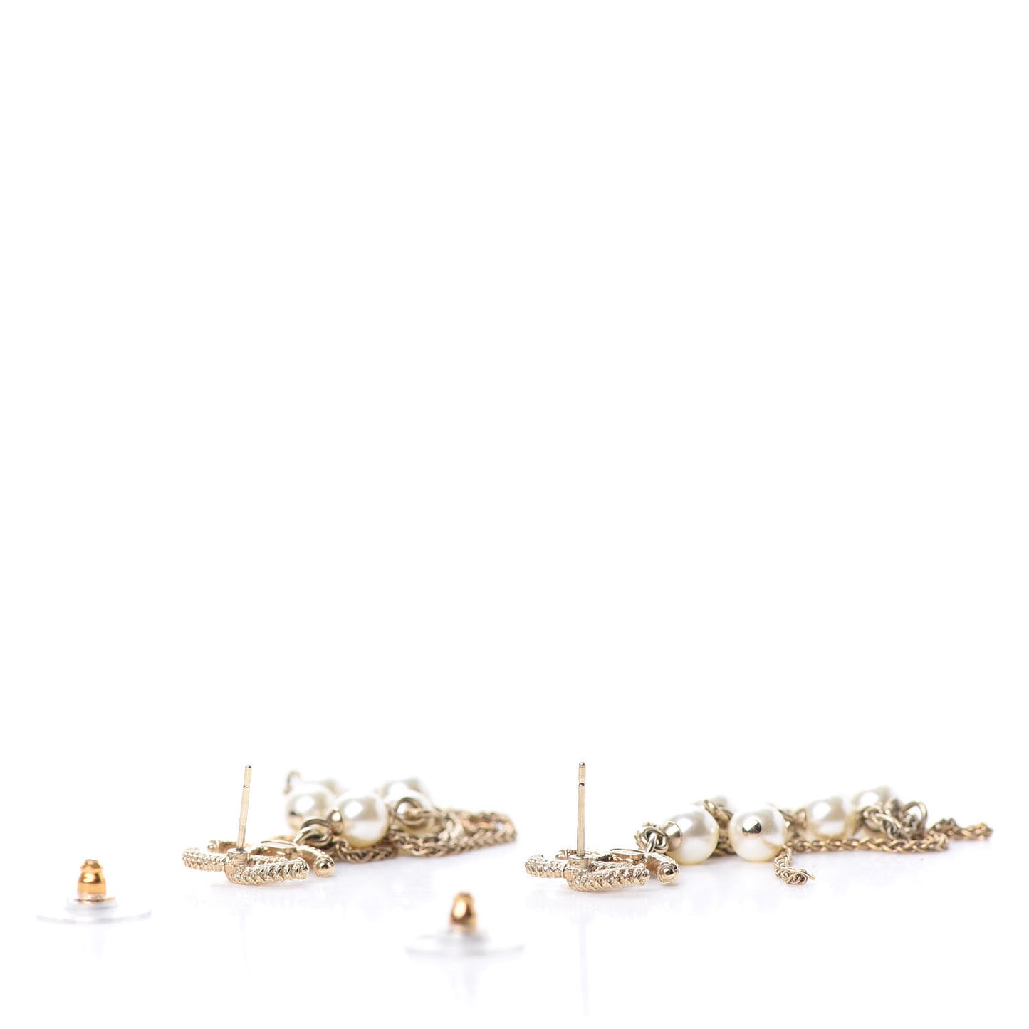 Pearl Beaded CC Drop Earrings Gold