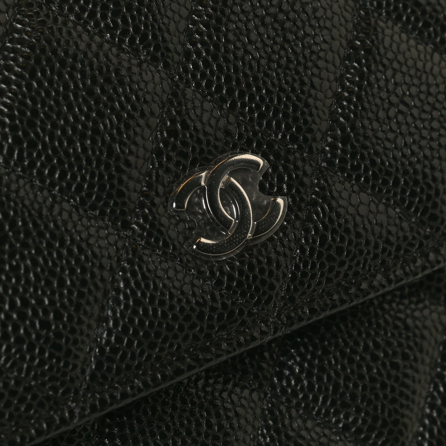 Caviar Quilted Mini Wallet On Chain WOC Black