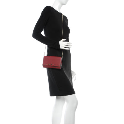 Valentino Garavani Vitello Rockstud Crossbody Wallet On Chain Rubino 2 of 8