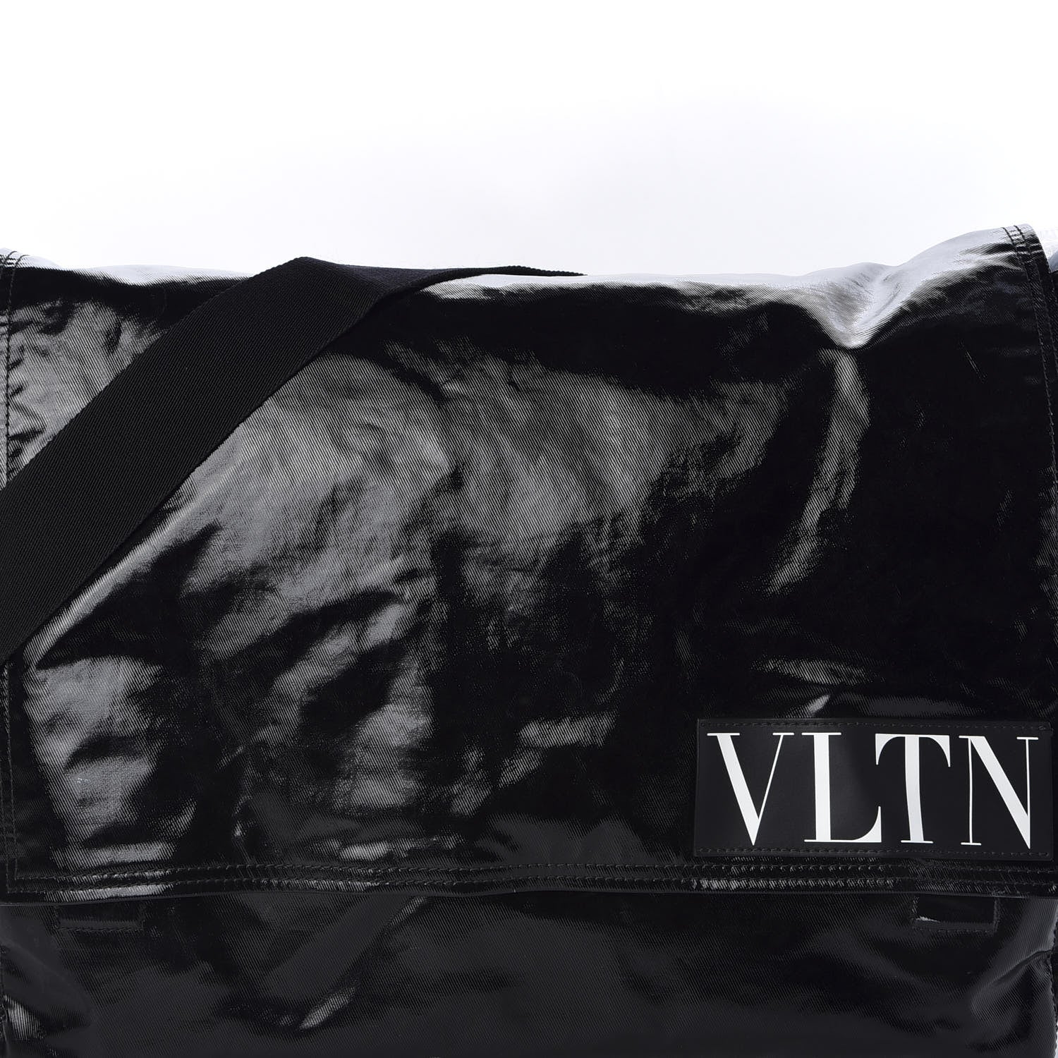 Valentino Garavani Shiny Canvas VLTN Large Messenger Bag Black 10 of 10