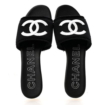 Chanel Jersey Knit CC Mules 39 Black 2 of 10