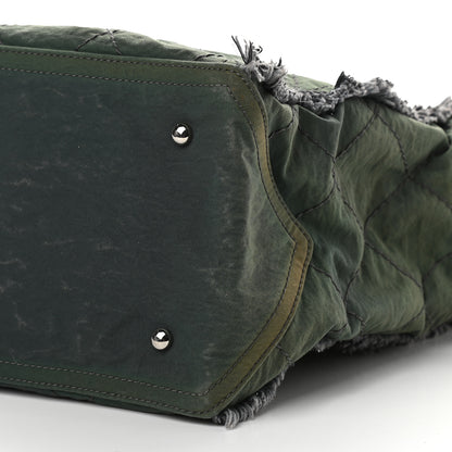 Chanel Canvas Stitched Tweed Large Tote Dark Green 9 of 9