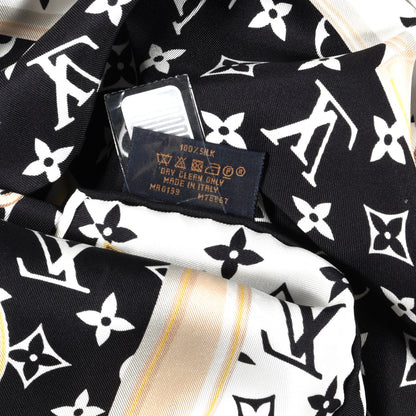 Louis Vuitton Silk Monogram Confidential Square Scarf Black 3 of 3
