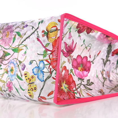 Gucci Calfskin Textured Vinyl Print Flora Tote Fluorescent Fuchsia 6 of 7
