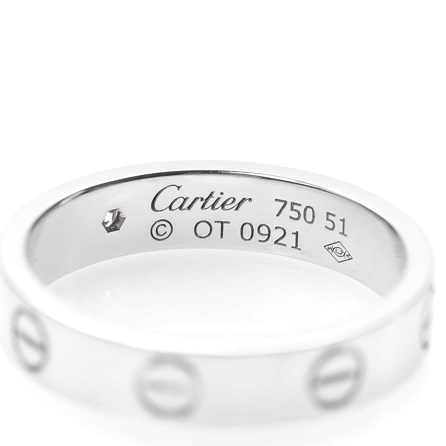 Cartier 18K White Gold Diamond 4mm LOVE Wedding Band Ring 51 5.75 4 of 5