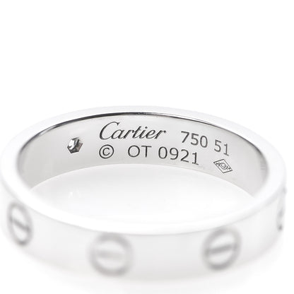 Cartier 18K White Gold Diamond 4mm LOVE Wedding Band Ring 51 5.75 4 of 5