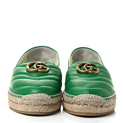 Gucci Nappa Matelasse GG Marmont Espadrilles 37.5 New Shamarock 2 of 8