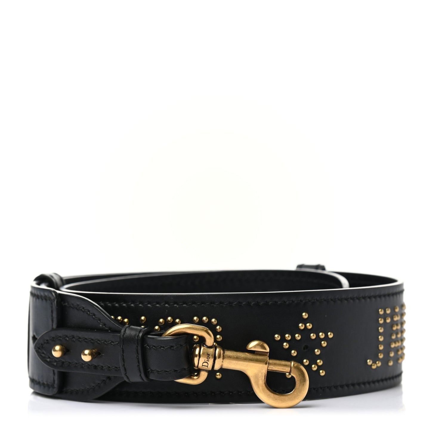 Calfskin Studded J’Adior Shoulder Strap Black