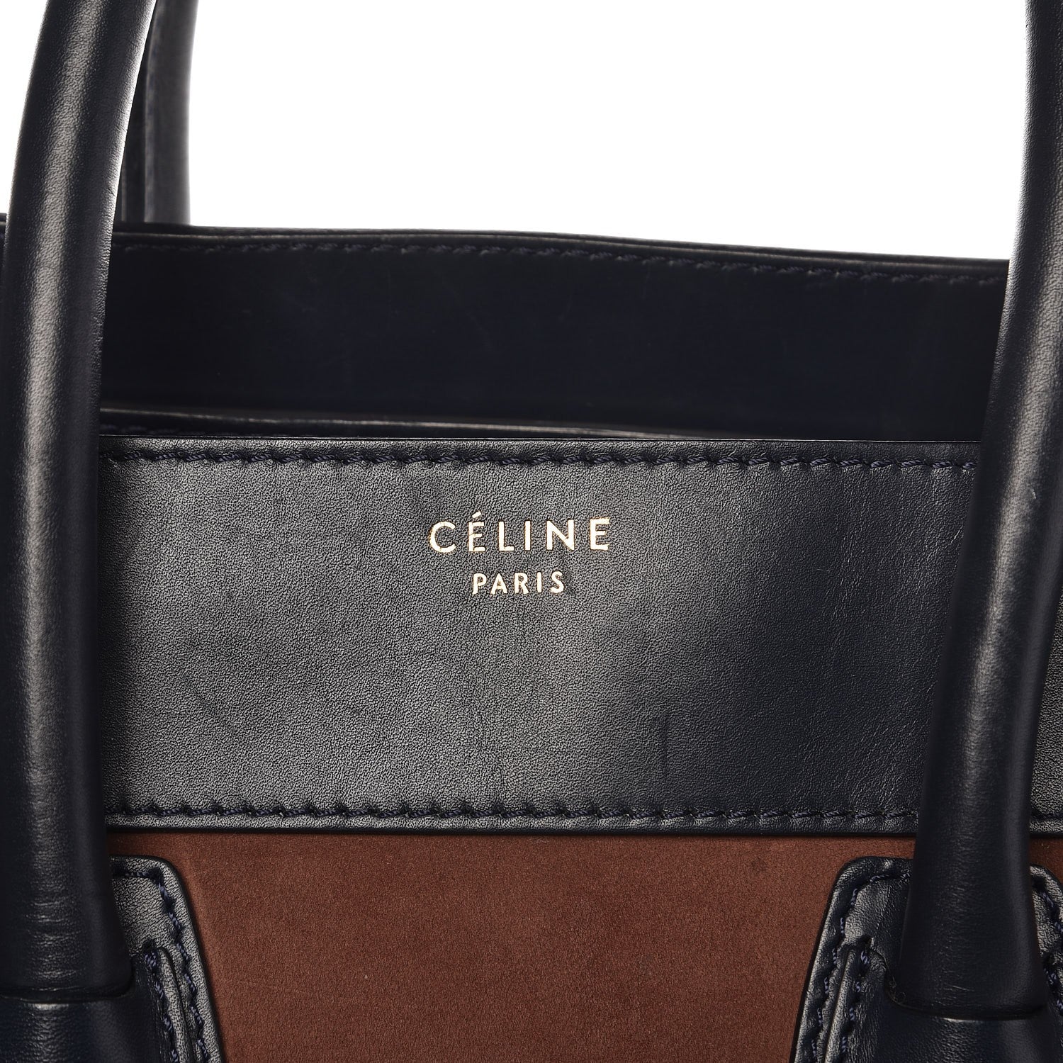 Celine Nubuck Smooth Calfskin Mini Tri-Color Luggage Marron 7 of 14