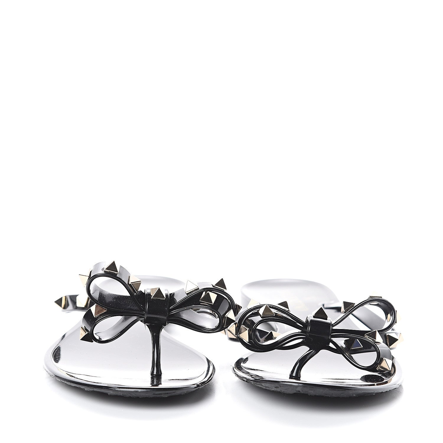 Valentino Garavani PVC Jelly Rockstud Bow Thong Sandals 39 Black 2 of 7