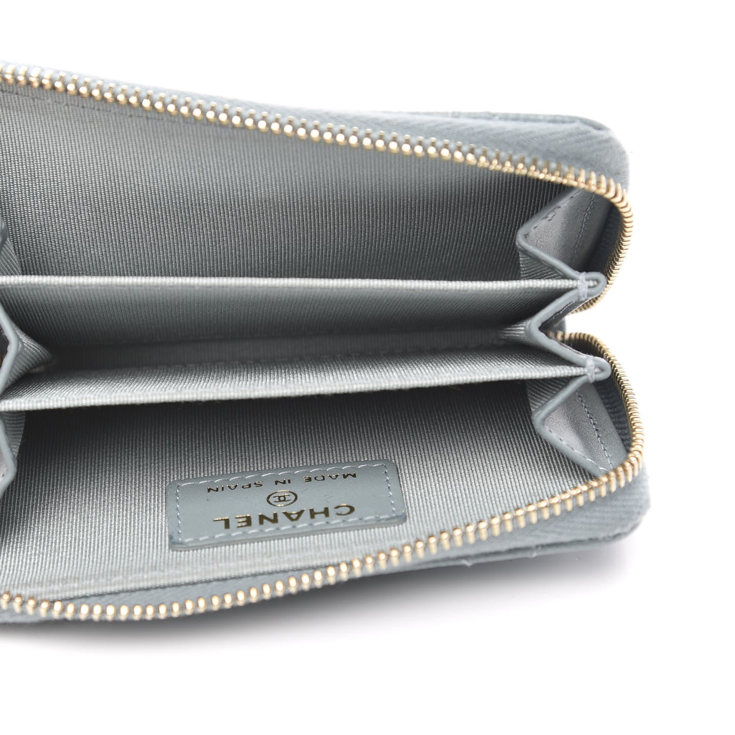 Chanel Iridescent Caviar Quilted Zip Coin Purse Light Blue 5 of 9