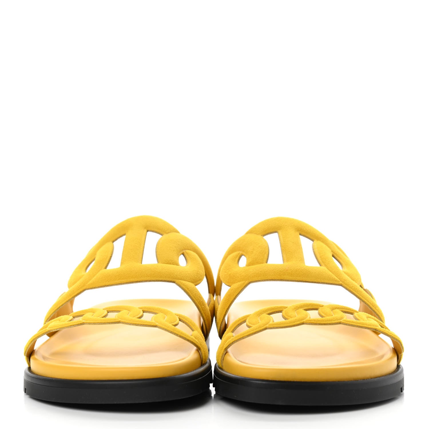 Hermes Suede Goatskin Extra Sandals 36 Jaune Sable 2 of 8