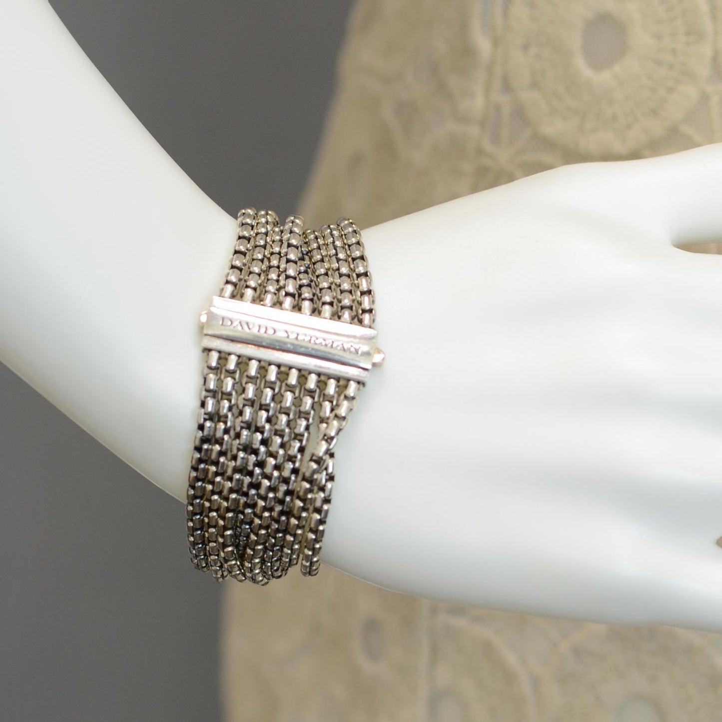 Sterling Silver Eight-Row Box Chain Bracelet