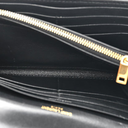Saint Laurent Calfskin Matelasse Chevron Monogram Flap Wallet Black 6 of 11