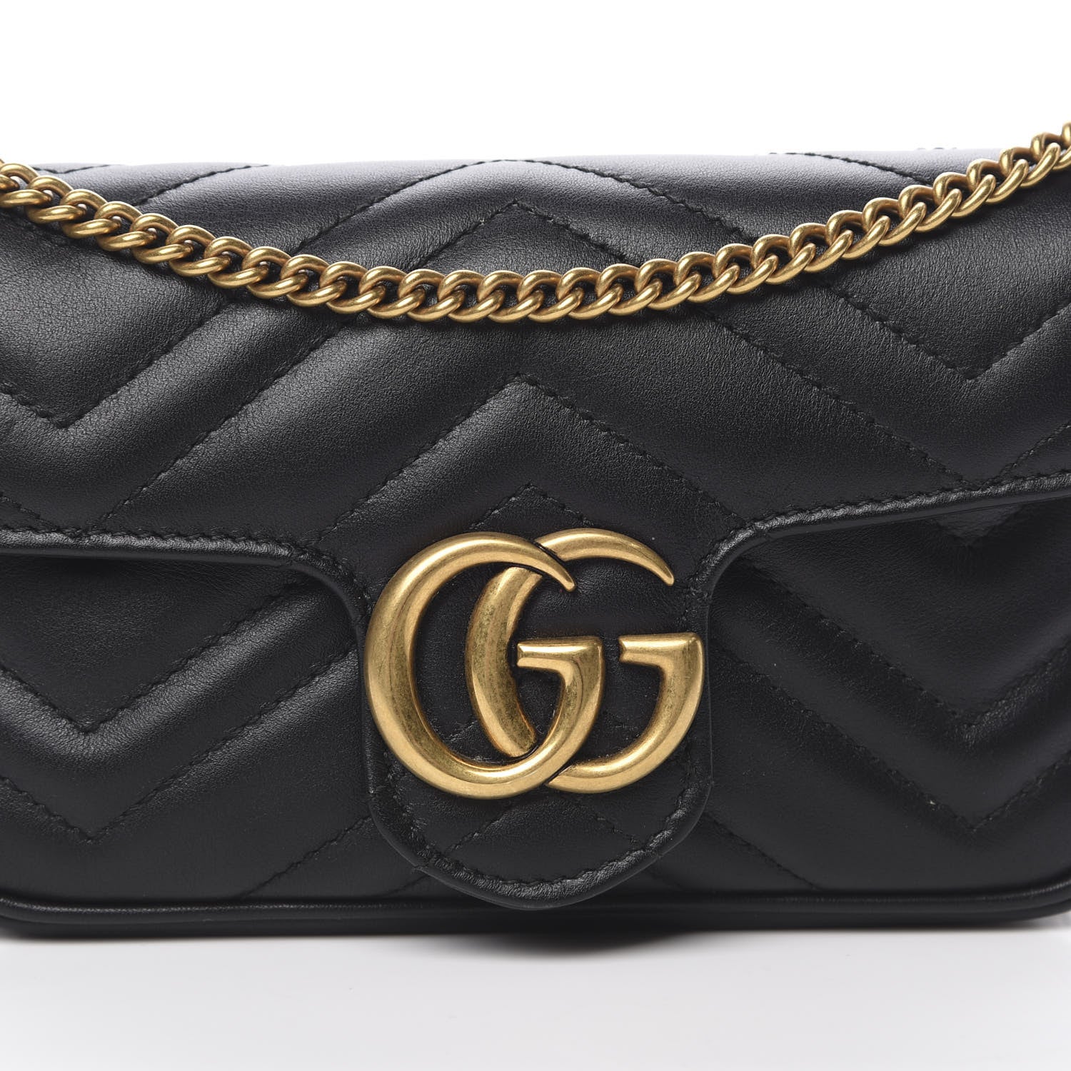 Gucci Calfskin Matelasse Super Mini GG Marmont Shoulder Bag Black 8 of 10