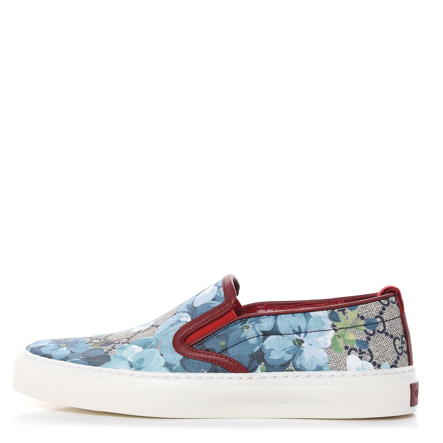 GG Supreme Monogram Blooms Womens Slip On Sneakers 35.5 Beige Blue Navy Red