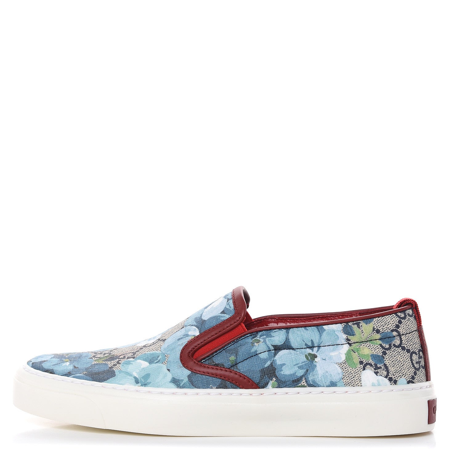 Gucci GG Supreme Monogram Blooms Womens Slip On Sneakers 35.5 Beige Blue Navy Red 1 of 10