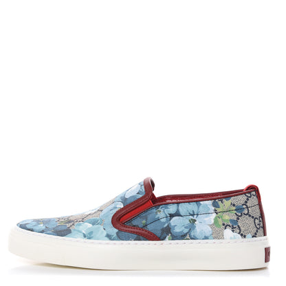 Gucci GG Supreme Monogram Blooms Womens Slip On Sneakers 35.5 Beige Blue Navy Red 1 of 10