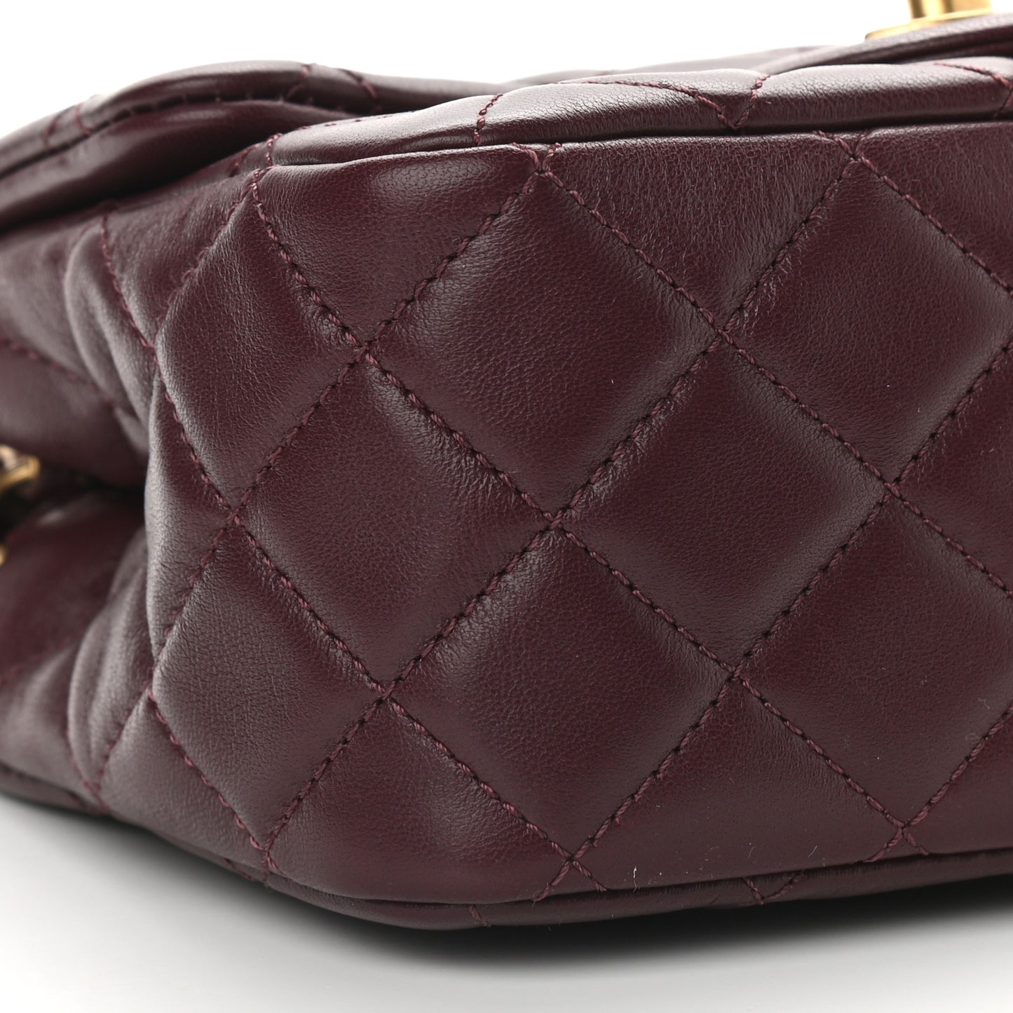 Lambskin Quilted Mini Pearl Crush Flap Burgundy