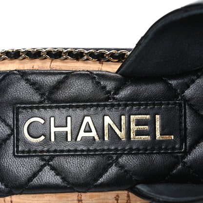 Chanel Lambskin Quilted Chain CC Sandals 36 Black 9 of 11