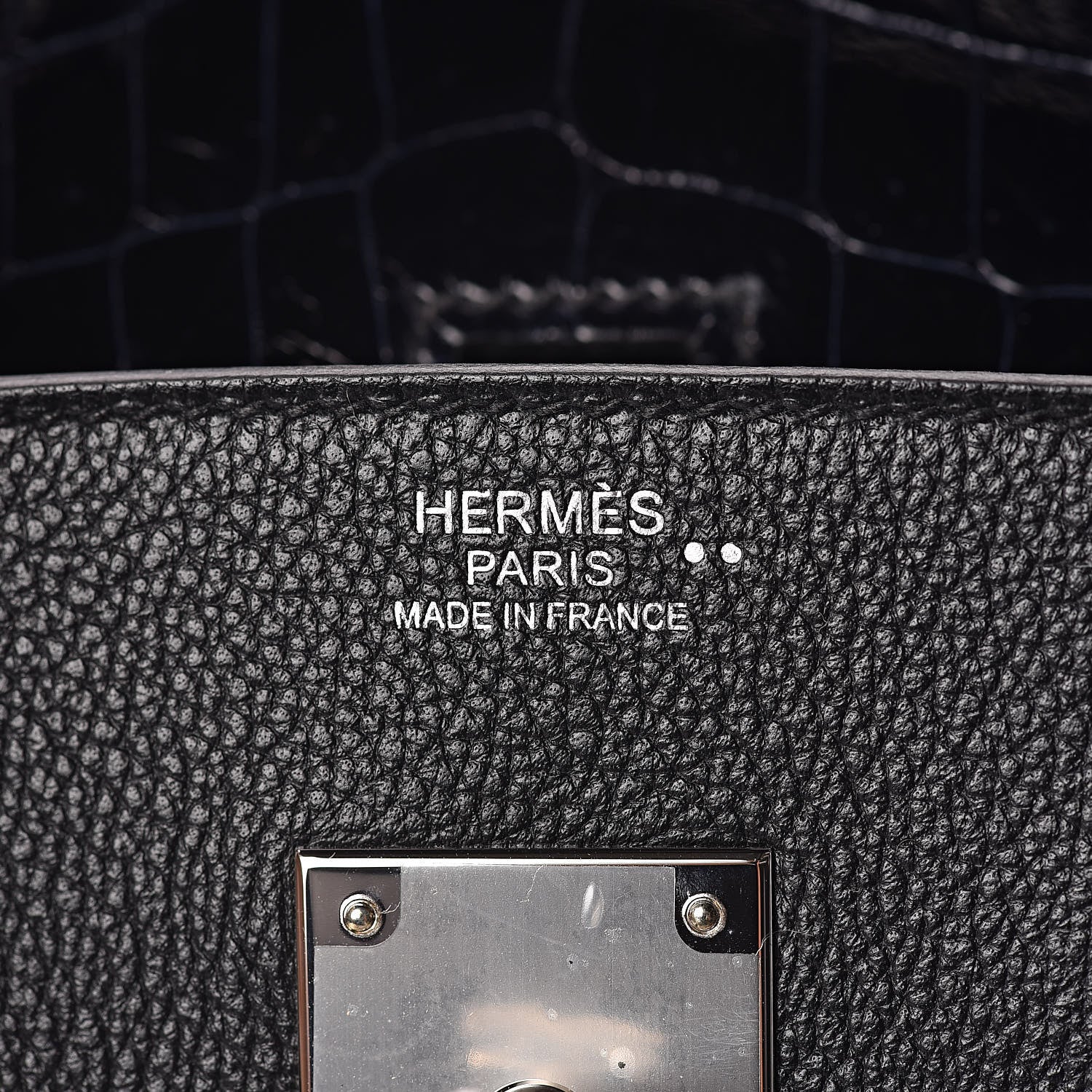 Hermes Clemence Novillo Shiny Niloticus Crocodile Birkin Touch 30 Black Bleu Marine 8 of 32