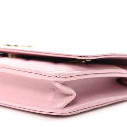 Chanel Caviar Quilted Studded CC Wallet on Chain WOC Light Pink 10 of 11