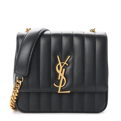 Saint Laurent Lambskin Matelasse Monogram Medium Vicky Chain Bag Dark Green 1 of 8