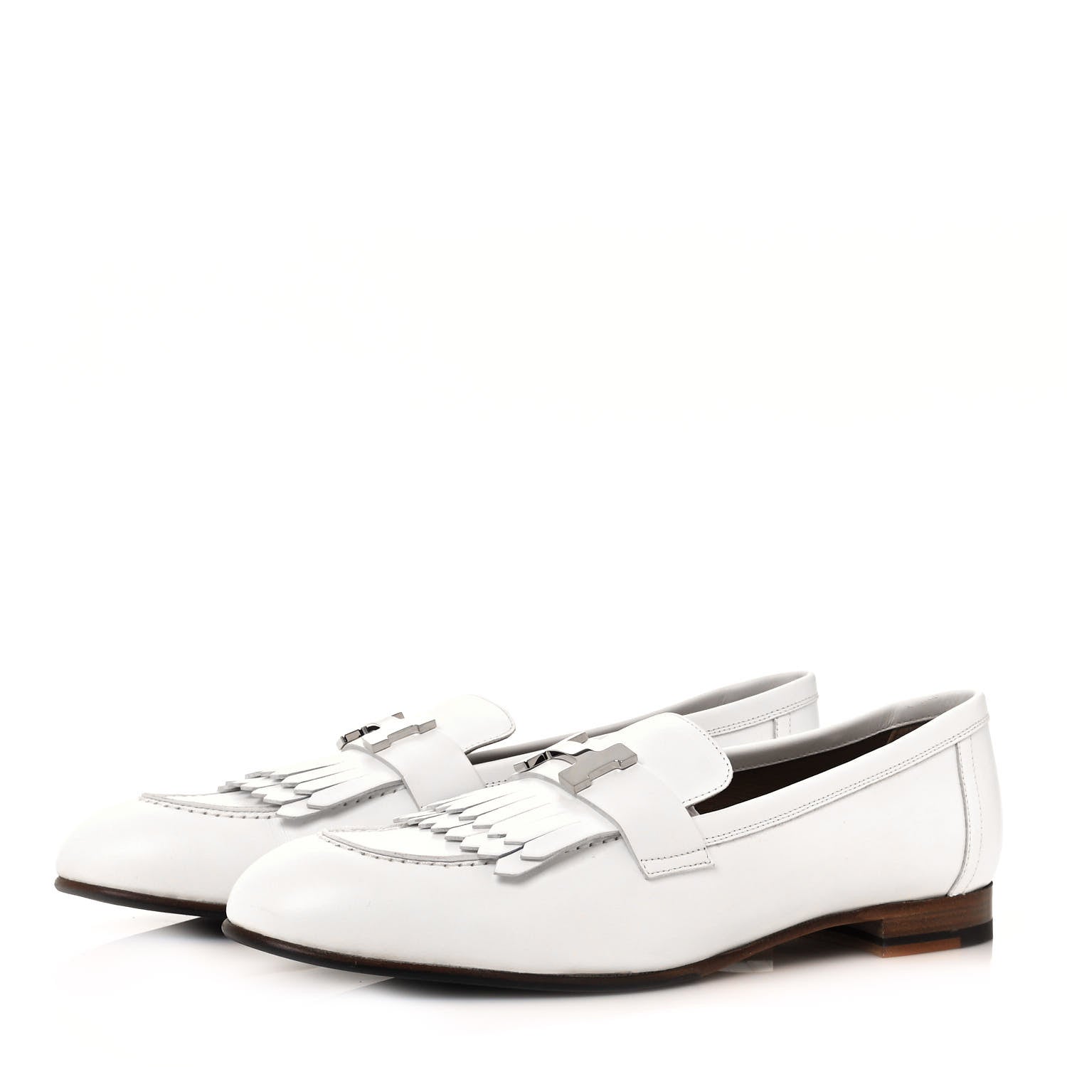 Hermes Calfskin Womens Royal Loafers 40 White 3 of 14