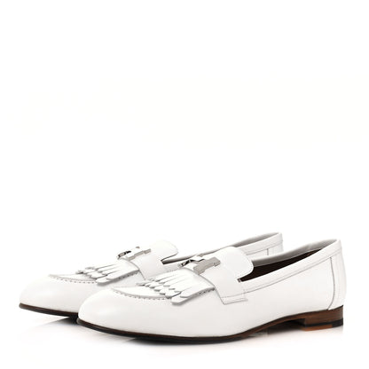 Hermes Calfskin Womens Royal Loafers 40 White 3 of 14
