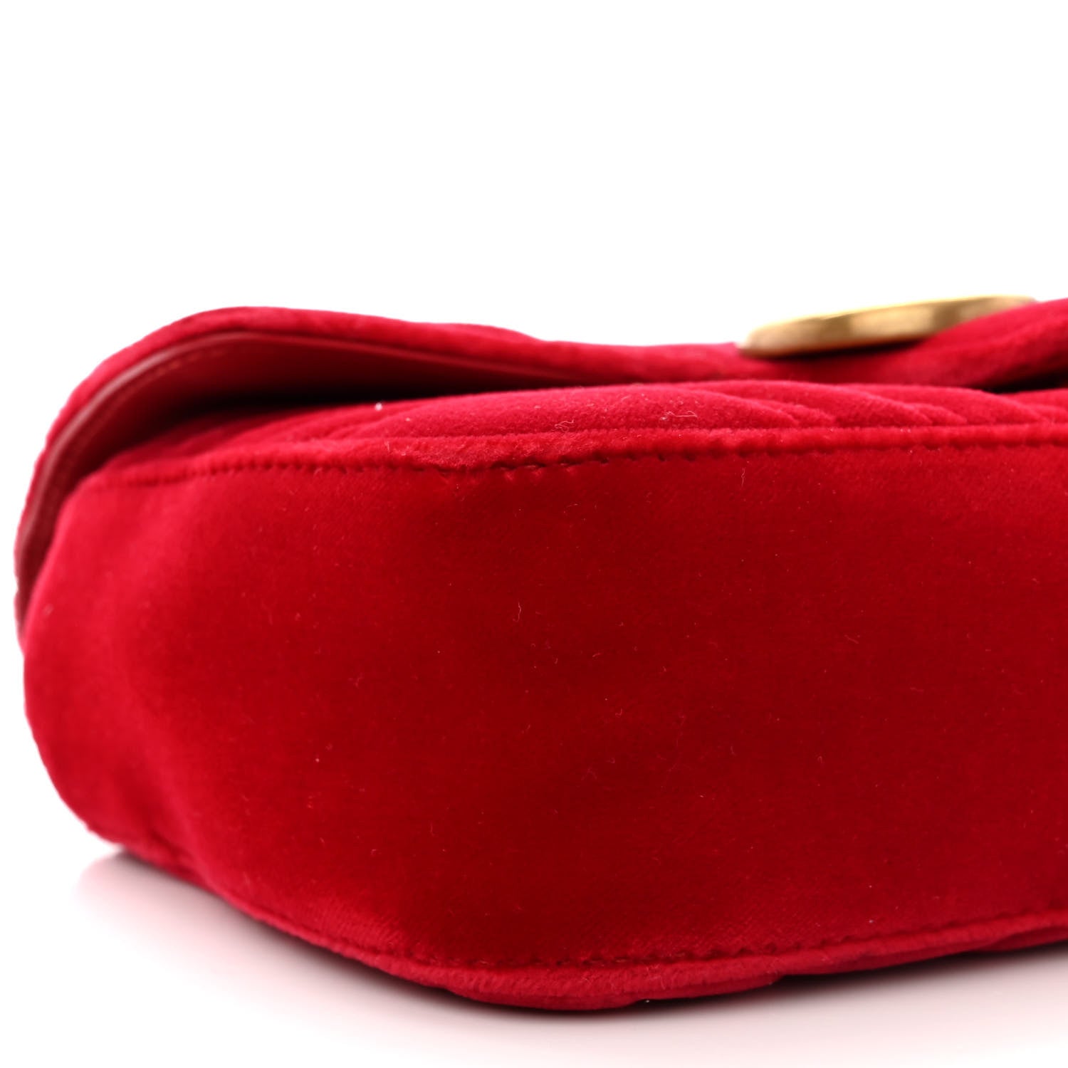 Gucci Velvet Matelasse Mini GG Marmont Shoulder Bag Hibiscus Red 9 of 11