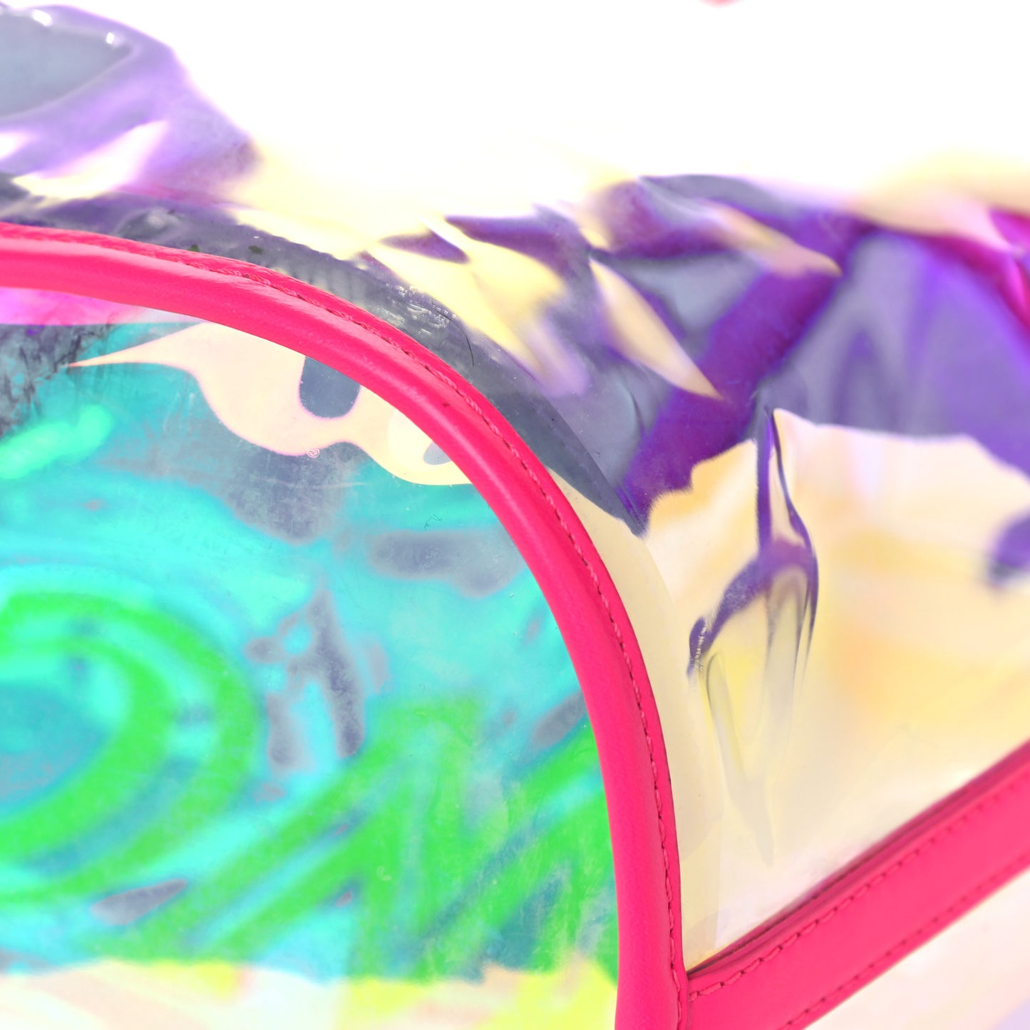 Iridescent PVC Shopper Tote Neon Pink Hologram