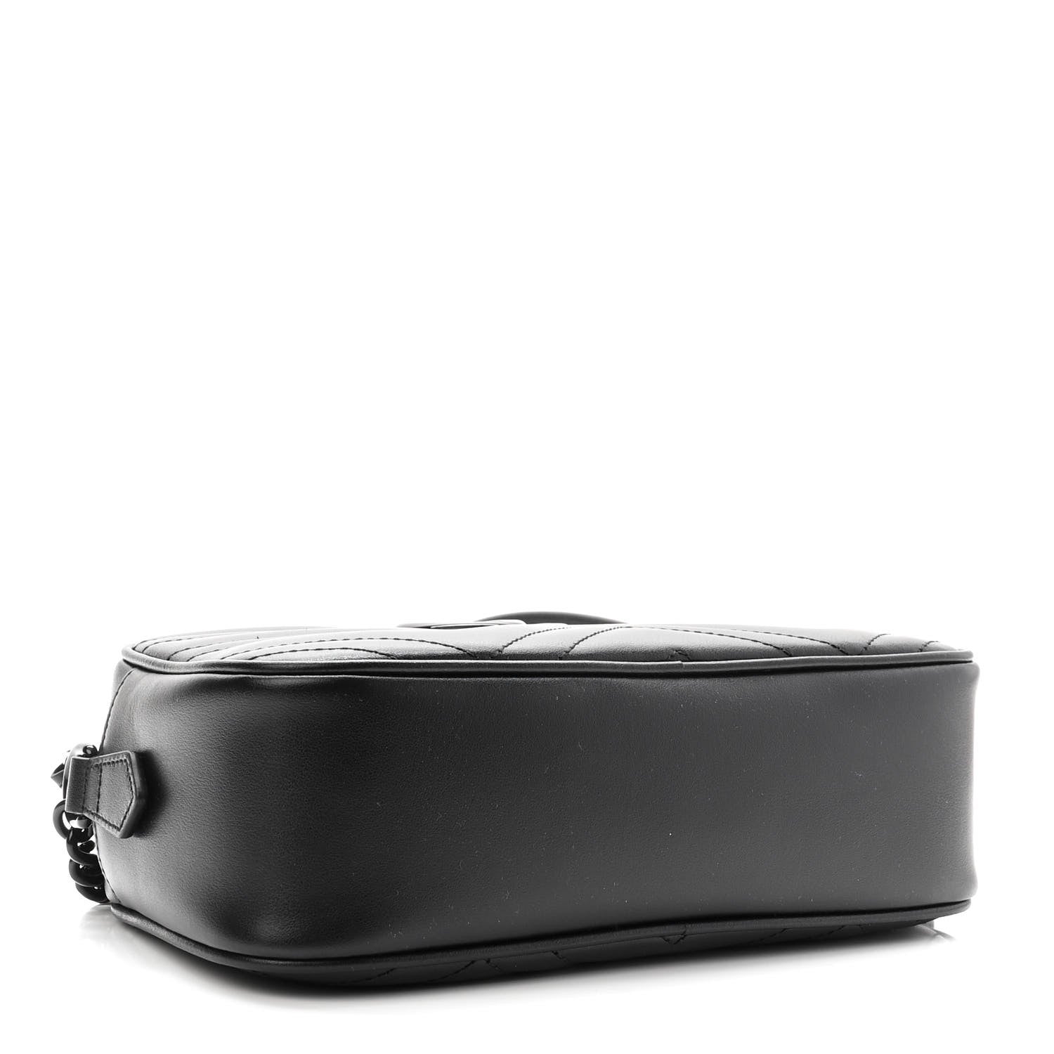 Gucci Calfskin Matelasse Monochrome Small GG Marmont Chain Shoulder Bag Black 3 of 9