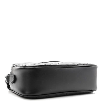 Gucci Calfskin Matelasse Monochrome Small GG Marmont Chain Shoulder Bag Black 3 of 9