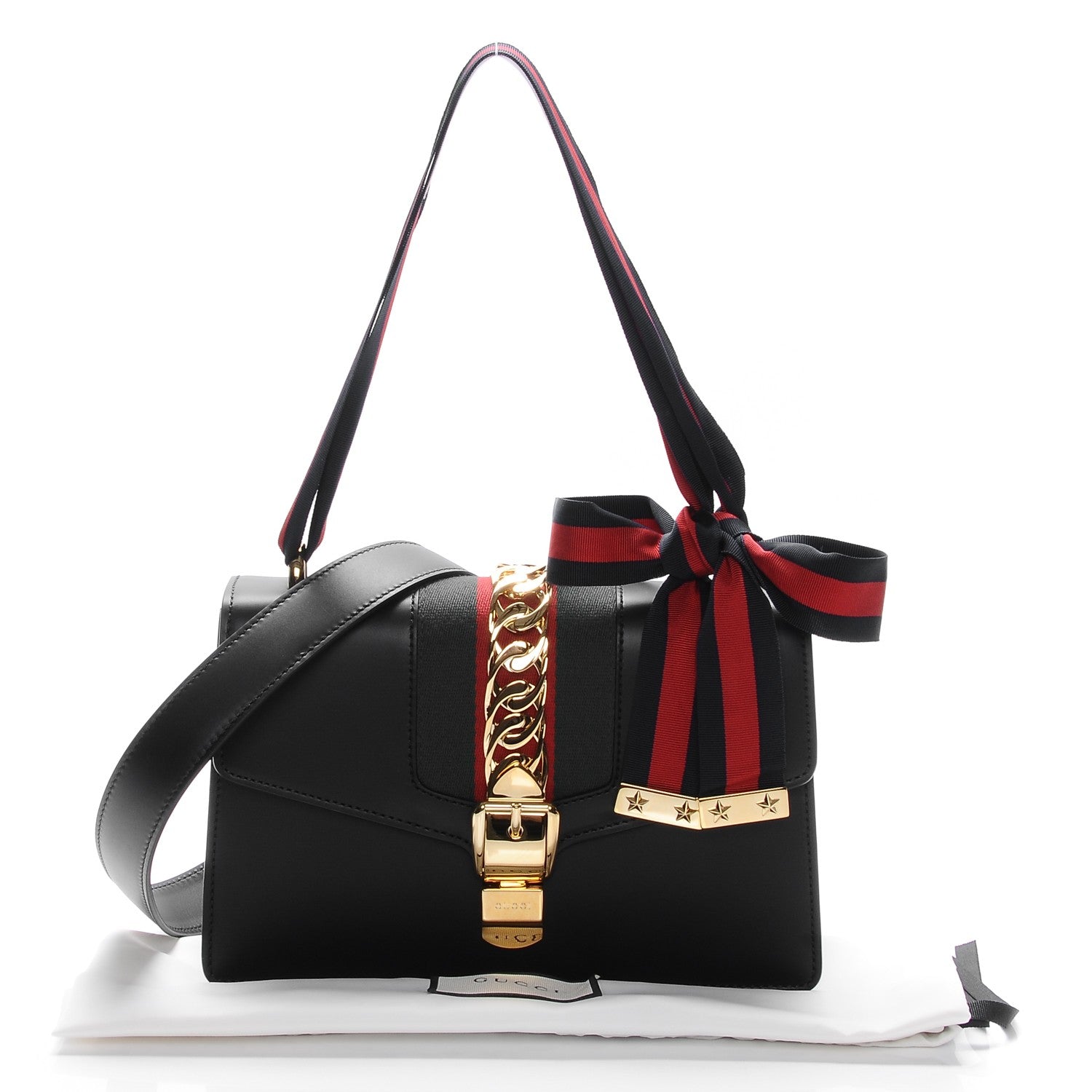 Gucci Calfskin Small Sylvie Shoulder Bag Black 10 of 10