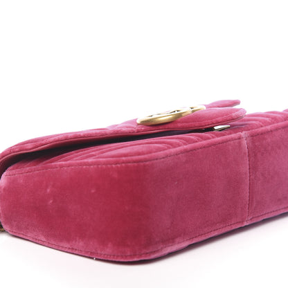 Gucci Velvet Matelasse Small GG Marmont Shoulder Bag Fuchsia Violet Cyclamen 8 of 10