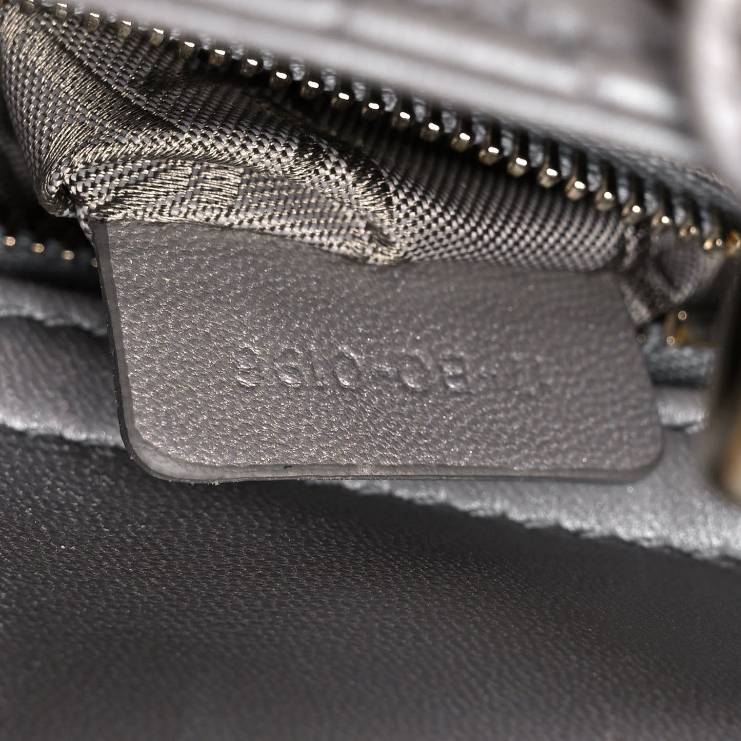 Metallic Lambskin Cannage Mini Lady Dior Grey
