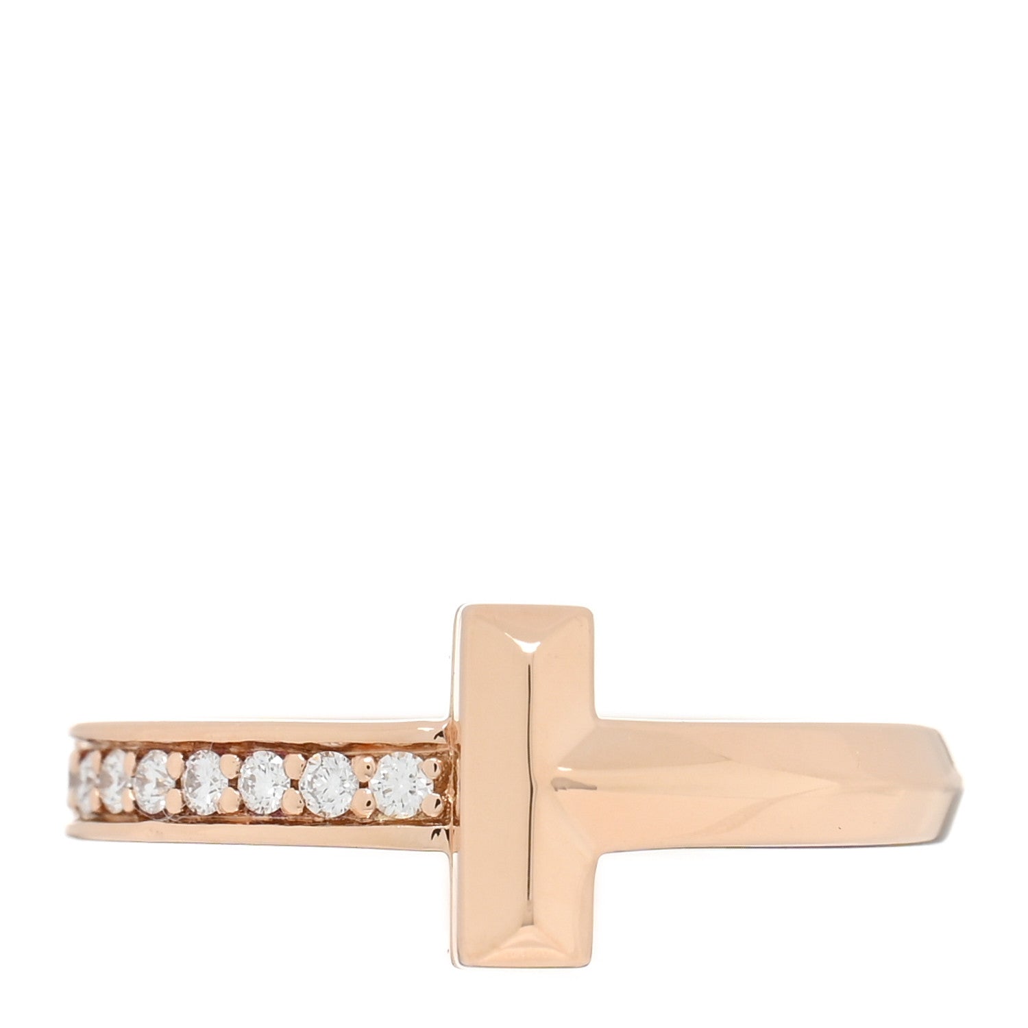 Tiffany 18K Rose Gold Diamond 2.5mm T T1 Ring 47 4 1 of 5