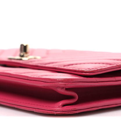 Chanel Lambskin Chevron Quilted Trendy CC Wallet On Chain WOC Dark Pink 11 of 11