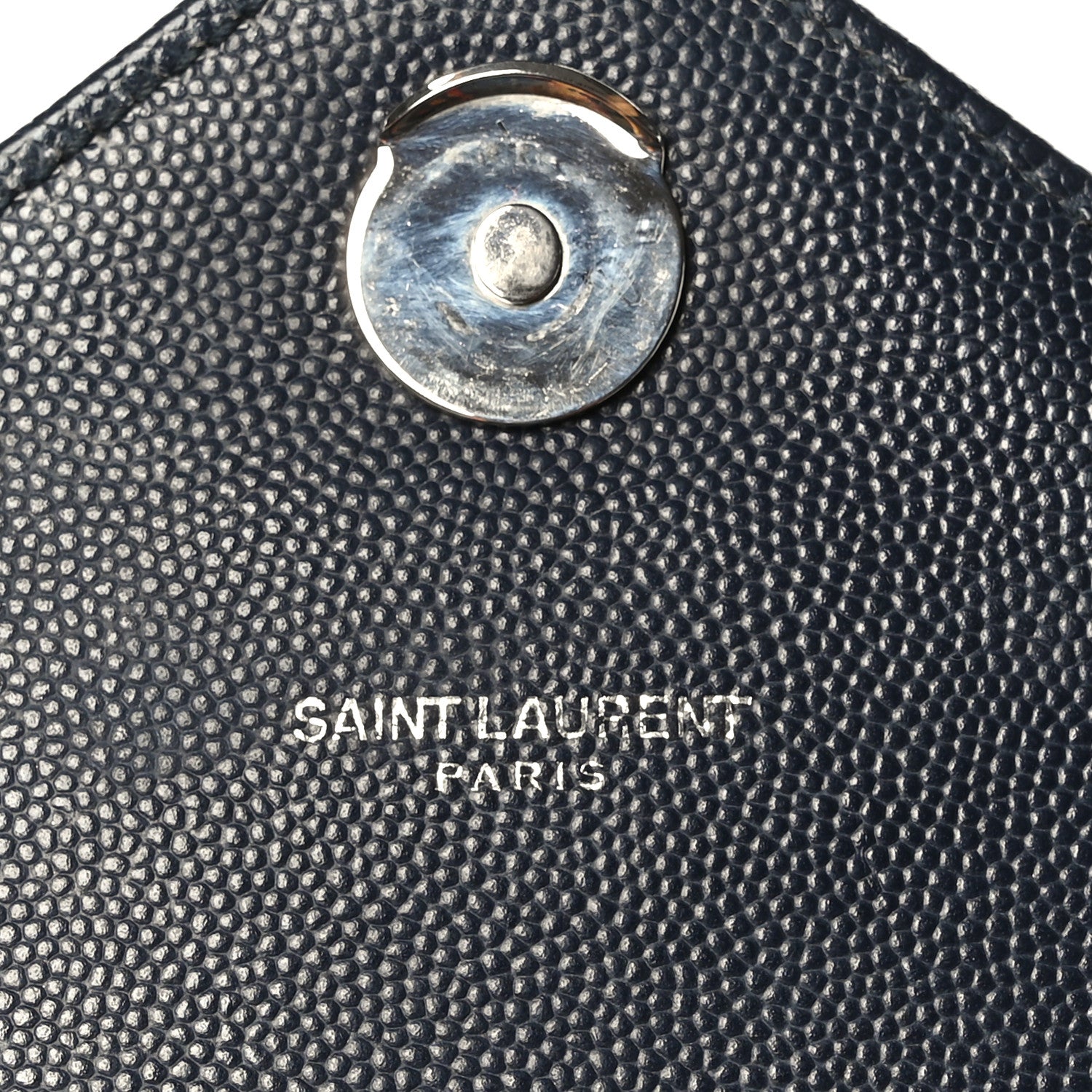 Saint Laurent Grain De Poudre Textured Mixed Matelasse Large Triquilt Monogram Satchel Deep Marine 6 of 9