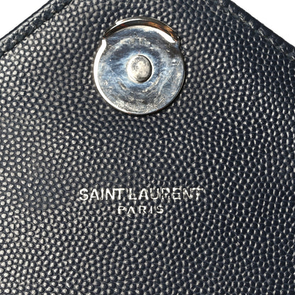 Saint Laurent Grain De Poudre Textured Mixed Matelasse Large Triquilt Monogram Satchel Deep Marine 6 of 9