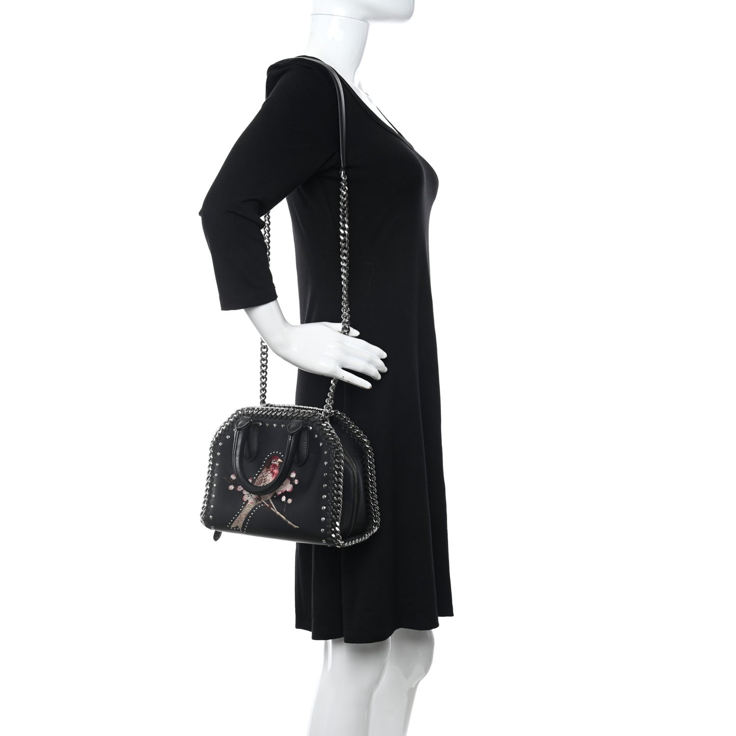 Eco Alter Nappa Mini Falabella Box Bird Top Handle Bag Black