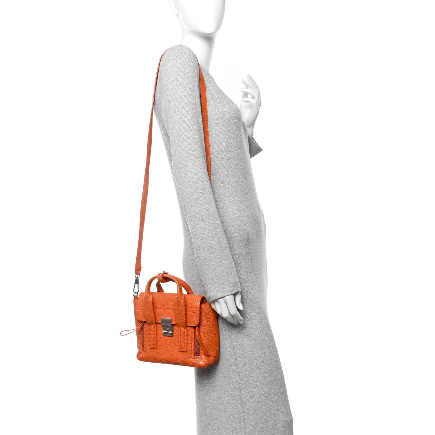 3.1 Phillip Lim Textured Calfskin Mini Pashli Satchel Orange 2 of 12